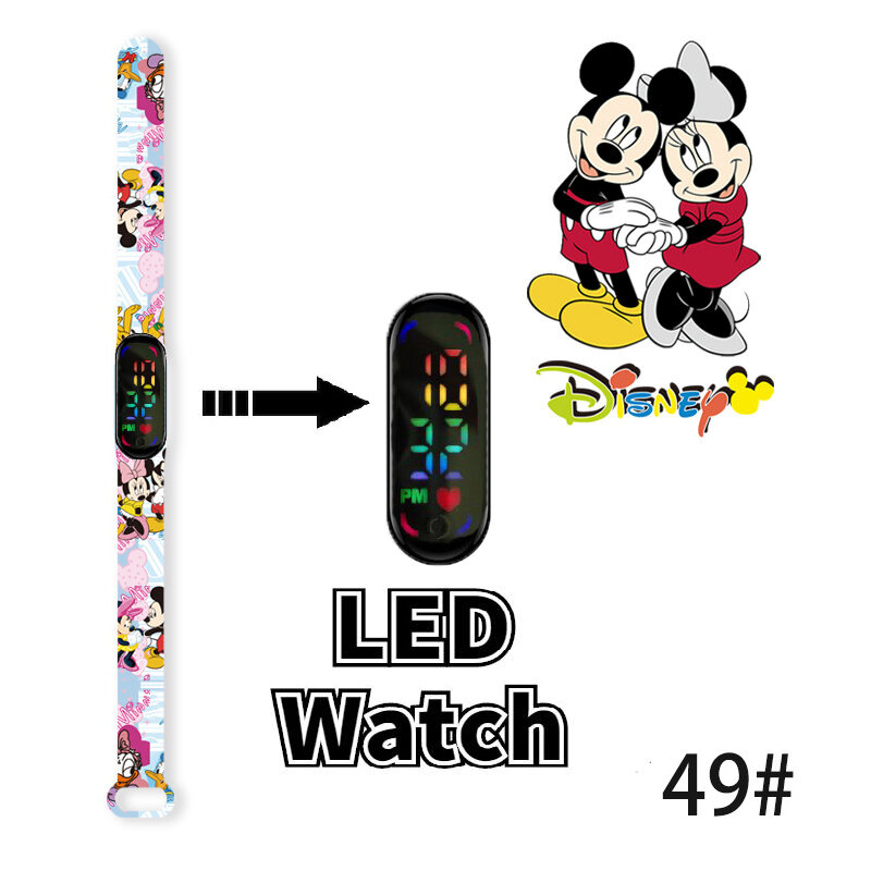 Disney Mickey dziecięcy zegarek mysz z kreskówki charakter kaczor Donald Daisy LED elektroniczny sport wodoodporna bransoletka zegarki dla dzieci