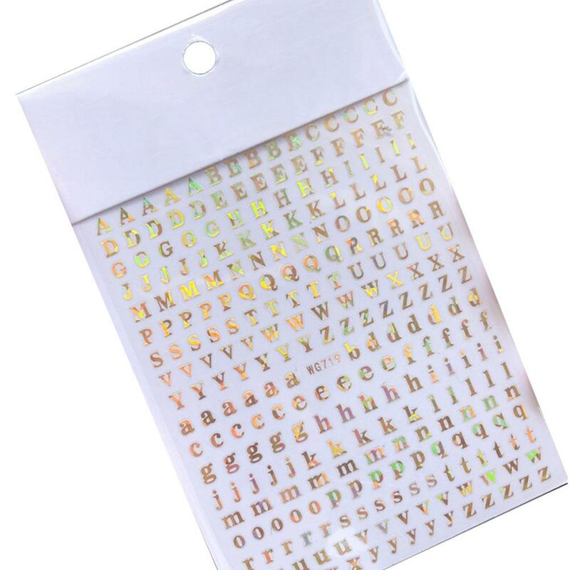 Autocollants multicolores pour la protection des ongles, alphabet anglais, décalcomanies, mots, petites lettres, tatouages, nail art