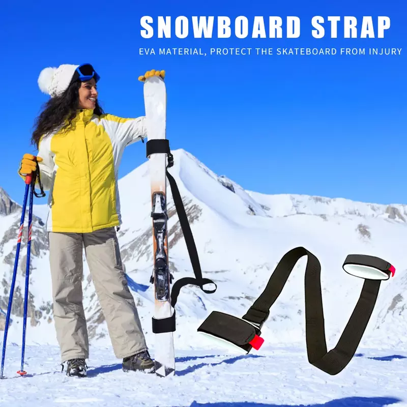 Tracolla regolabile per asta da sci tracolla per ciglia cinghie per manico in Nylon borse da sci Porter Hook Loop protezione per Snowboard da sci