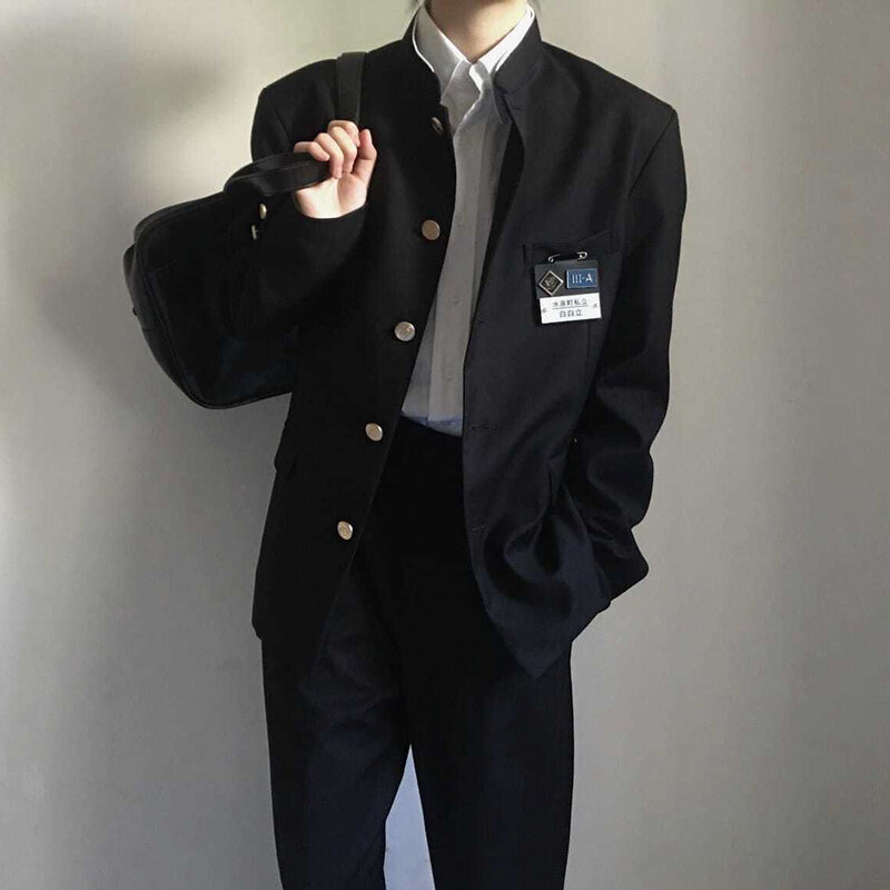 Jaqueta japonesa de uniforme universitário masculina, terno de gola alta, casaco de tendência do vento, top escolar, primavera, verão