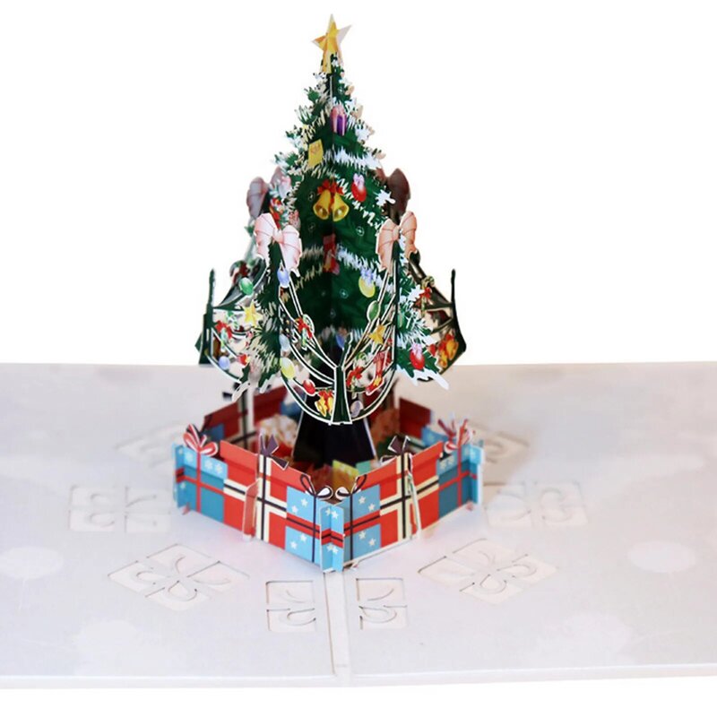 Рождественские открытки, новинка, 3D выдвижная Рождественская елка, Подарочная открытка, поздравительная открытка на Рождество, новогодние подарки