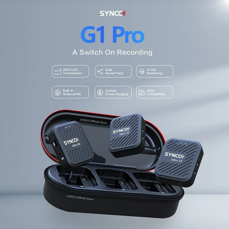 Micrófono inalámbrico para cámara Synco G1 A1Pro A2 PRO, micrófono Lavalier para iPhone, teléfono inteligente tipo c, carga de youtuber de estudio profesional