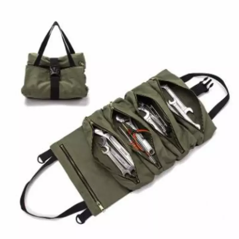 Working Tool Bag Roll Tool Roll Multi-Purpose Tool Roll Up Bags Wrench  Pouch Hanging Tools Zipper Carrier Tote Outdoor Kit