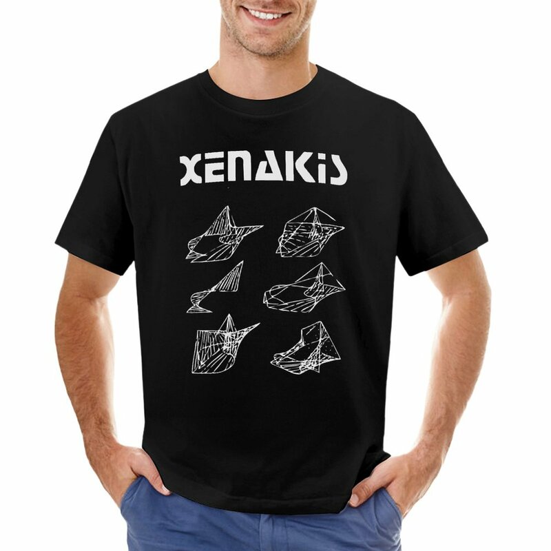Iannis Xenakis arquitetura camiseta para homens, tops plus size, camisetas em branco, camisa de suor, grande e alta, grande