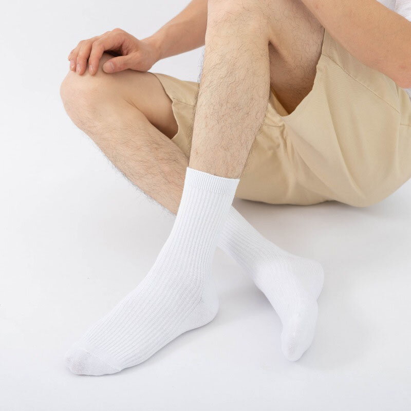 5Pairs High-quality Pure Cotton Men Socks Business Leisure Deodorization Sweat Absorption Breathable Black White Meias Wholesale