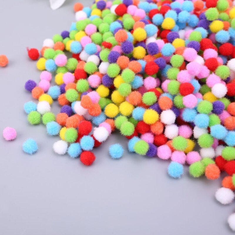 1000Pcs Soft Round Craft PomPoms Ball Mixed Color Pom Poms 10mm DIY Craft
