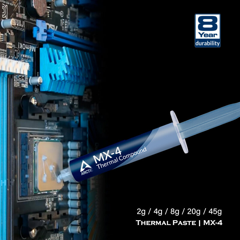 Arctic MX-4 – composé thermique supérieur 8.5 w/m-k utilisé pour PC CPU/GPU, graisse de Silicone, pâte de plâtre, 2g/4g/8g/20g