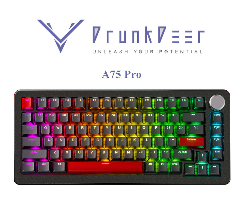 DrunkDeer-A75 Pro interruptor magnético, Gaming Keyboard Rapid Trigger, Wired RGB teclado mecânico, Hot-Swap Gasket Mount