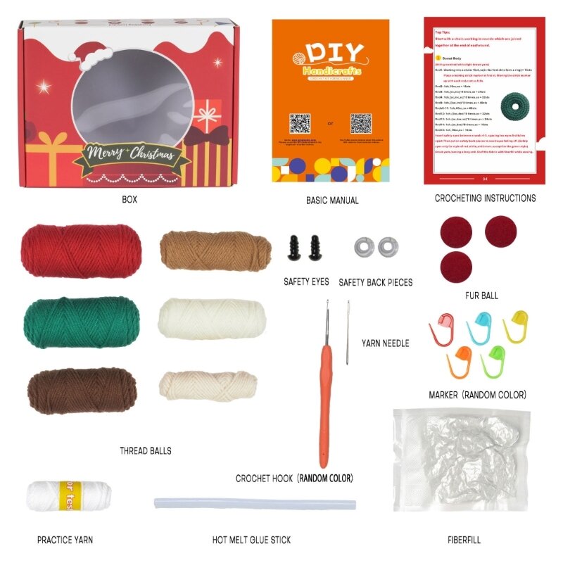 Kits crochê para iniciantes DIY Kits crochê incluindo agulha crochê, bolas fio, agulha, instruções, G5AB