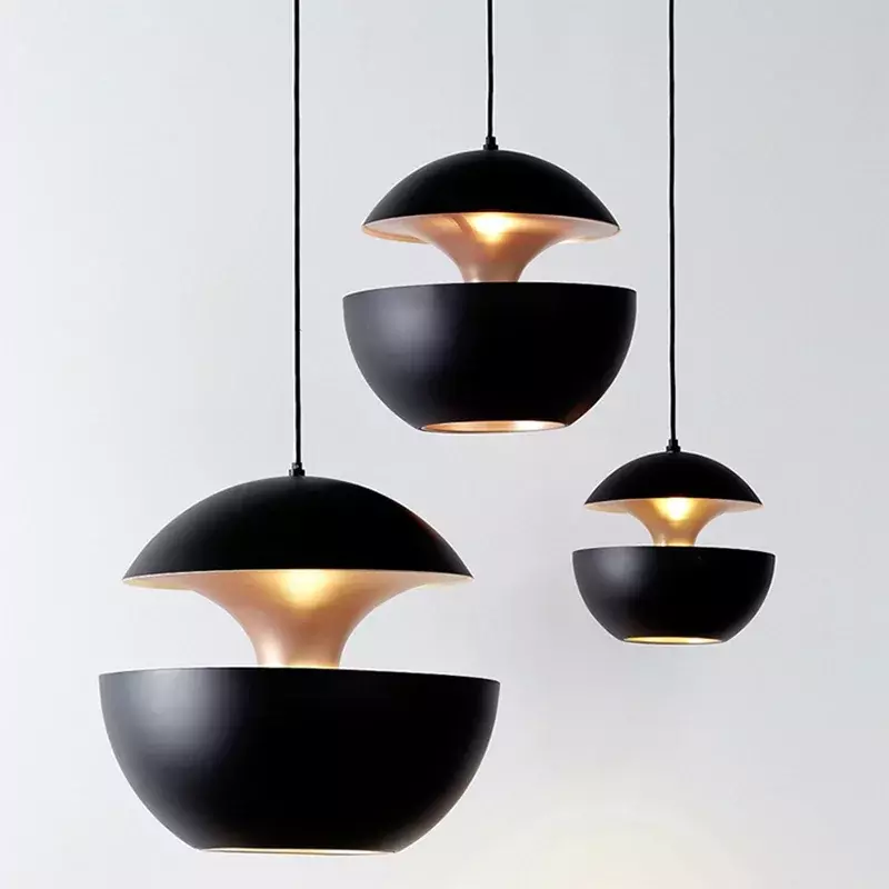 Lampu liontin cangkang telur Nordic, lampu dekorasi ruang tamu lampu suasana Bar perlengkapan kamar tidur hitam