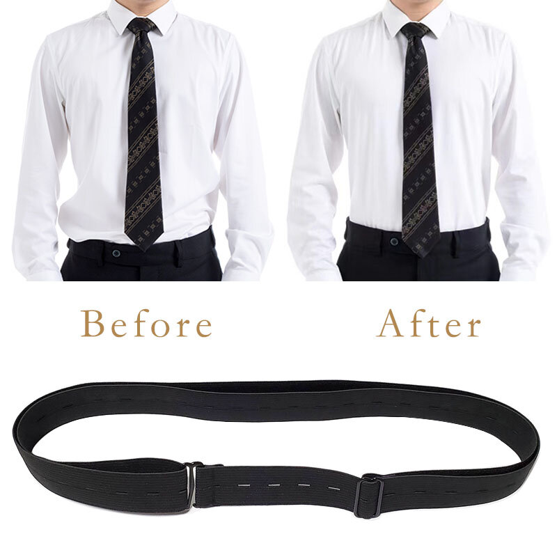 Cinturón de camisa para hombre y mujer, accesorio elástico y ajustable, antideslizante, con bloqueo, color negro, 2,5 cm/1 pulgada