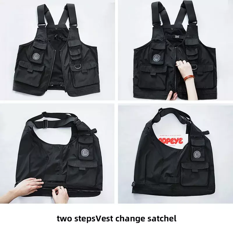 Maden – gilet tactique multi-poches pour hommes, gilet et sac, photographie multifonction rétro japonais, large sangle d'épaule, sac solide