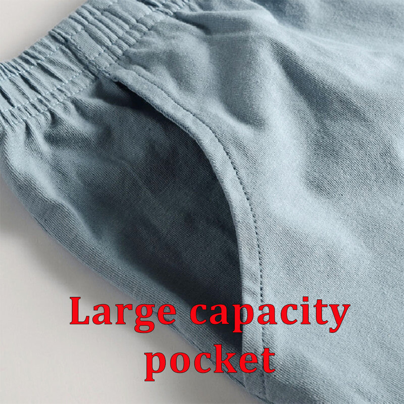 男性用と女性用の2つのポケット付きコットンパジャマ,ルーズフィット,伸縮性のあるハイウエスト,無地,夏,コレクション100%