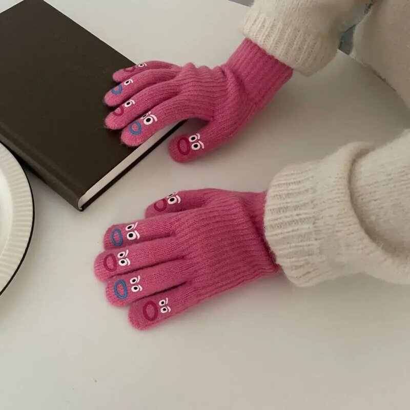 Перчатки с пятью пальцами для сенсорного экрана, модные теплые плотные вязаные перчатки, перчатки с раздельными пальцами для женщин