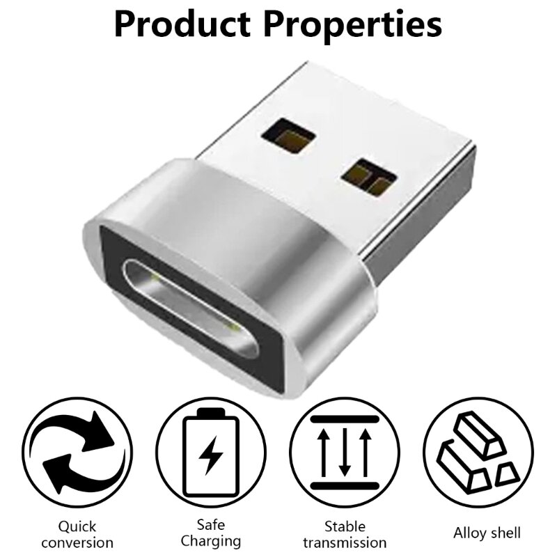 Adattatore leggero da USB 2.0 a tipo da maschio a femmina, tablet, telefoni, cuffie, convertitore ricarica, supporta