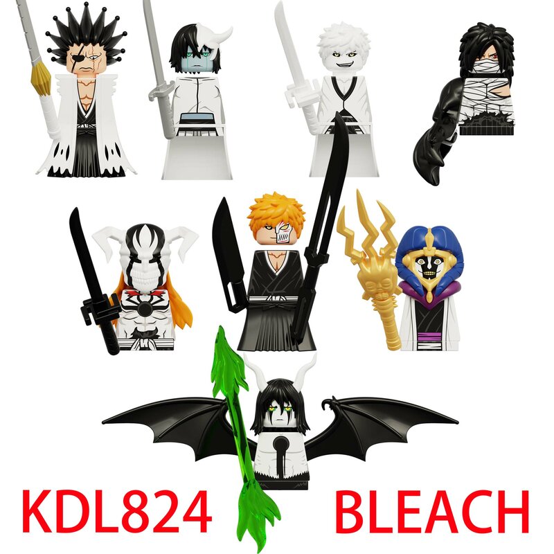 Bloques de construcción de Anime Bleach, juguetes de ladrillos de Ichigo en Fullbring, Zangetsu, Ulquiorra, Mayuri, Kenpachi, KDL824