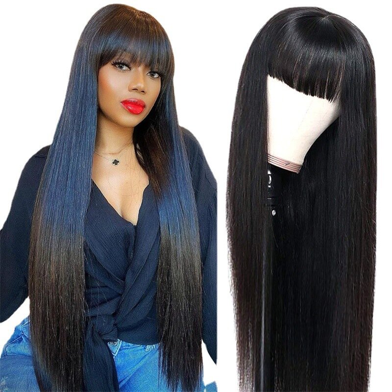Новая Корейская версия парика длинные челки быстрая продажа пушистые элегантные длинные прямые синтетические парики для женщин и девушек