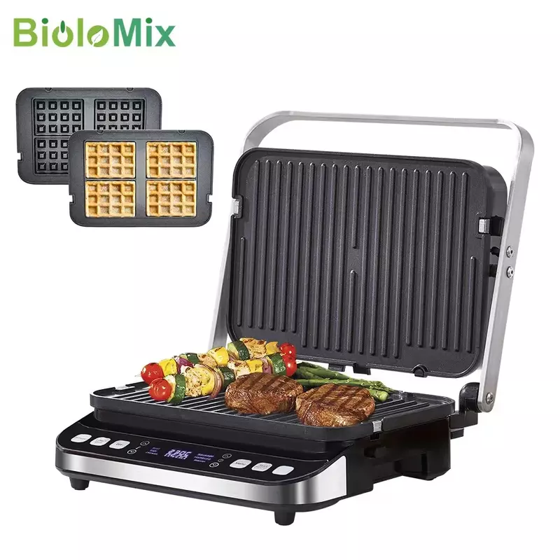 220V Professional Automatic Steak Grill with Multiple Functions and Electric Panini Press for Commercial and Household Use