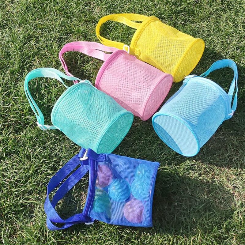 Net Outdoor Beach Mesh Bag Storage Pouch Adjustable Shoulder Strap Mesh Beach Bag Backpack Zipper Toy Organizer