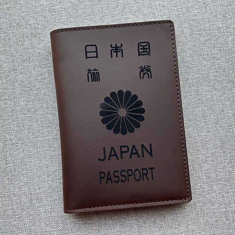 غلاف جواز سفر ياباني جلد ، جلد أصلي ، أغطية لجوازات السفر ، حقيبة