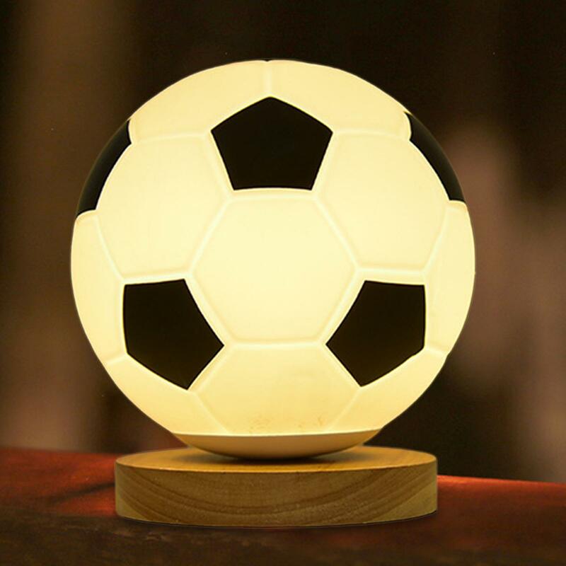 ثلاثية الأبعاد مصباح كرة القدم يعتم الجدول مصباح USB بالطاقة الدافئة الأبيض LED