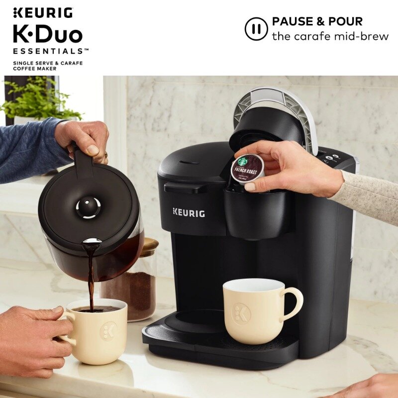 Keurig K-Duo Essentials Black Single-Serve K-Cup Pod Coffee Maker, （Black/Moonlight Gray）optional