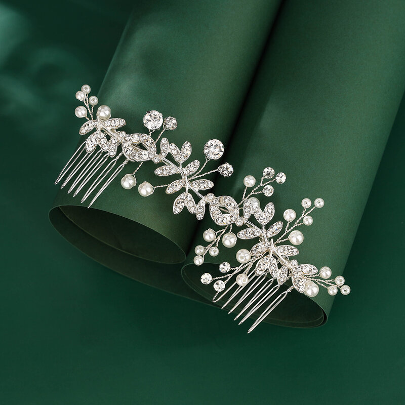 Свадебная критальная расческа для волос ручной работы с жемчугом для невесты