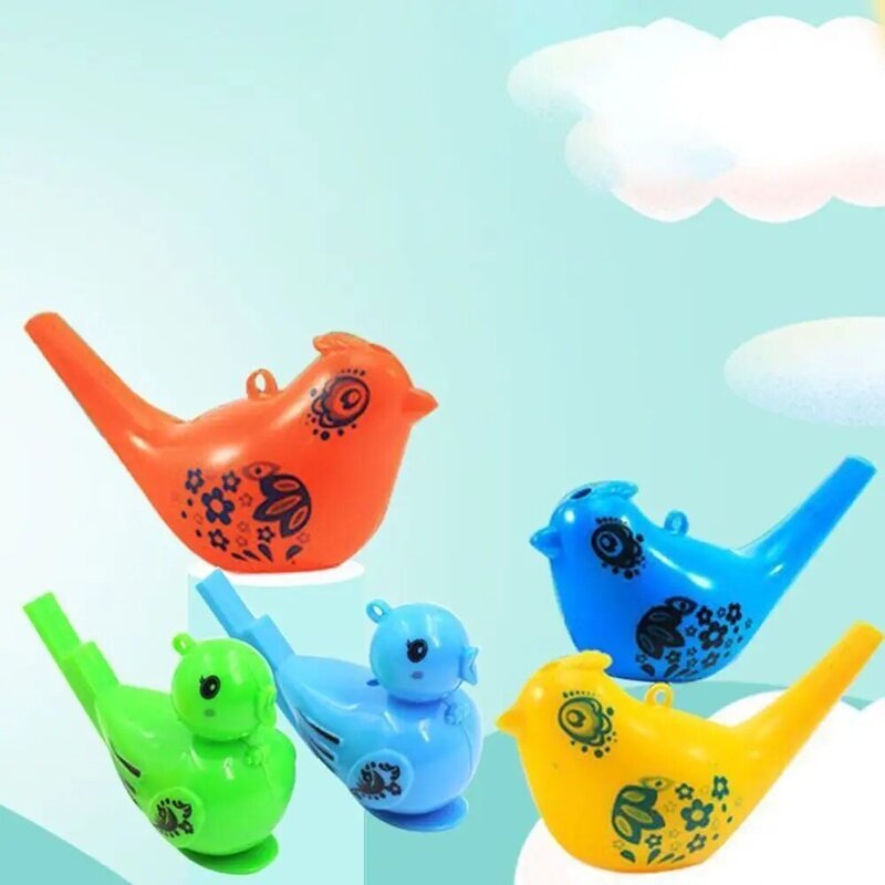 5PCS Colored Water Bird Whistle Outdoor Sports Drawing Funny Party Whistles Cute Novelty Musical Toy For Girls Boys