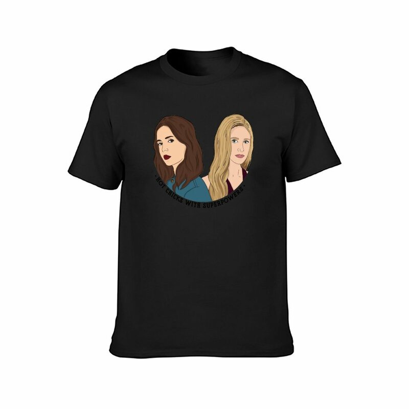 Buffy & Faith BTVS t-shirt abbigliamento estetico nero t-shirt in cotone da uomo