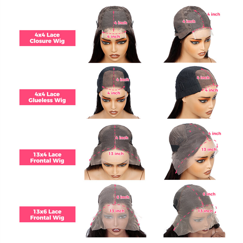 Yaki Straight Lace Frontal Wig para Mulheres, Perucas de Cabelo Humano, Kinky, Transparente, HD, 13x6