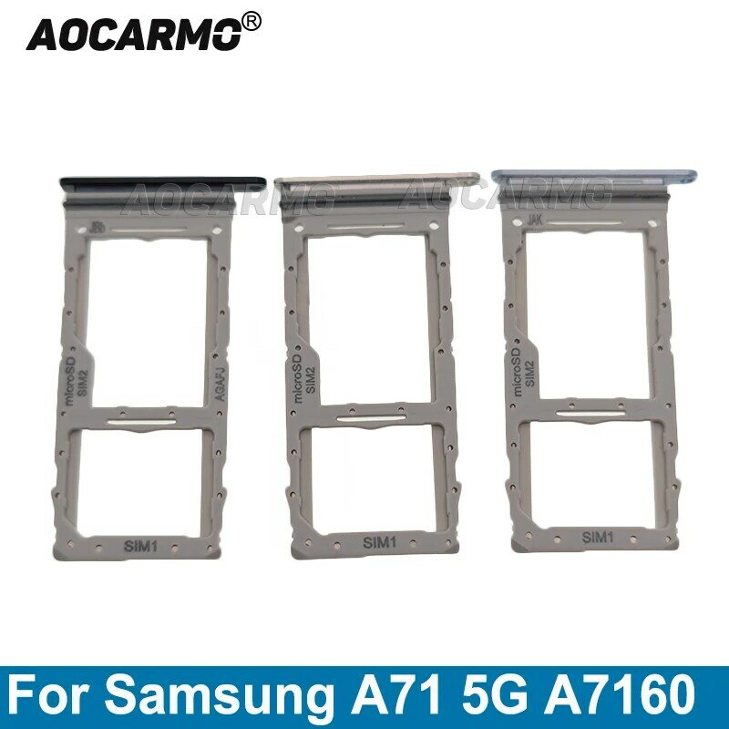 Aocarmo per Samsung Galaxy A71 5G SM-A7160 SIM Card Dual + Single Sim vassoio Slot Holder parti di ricambio