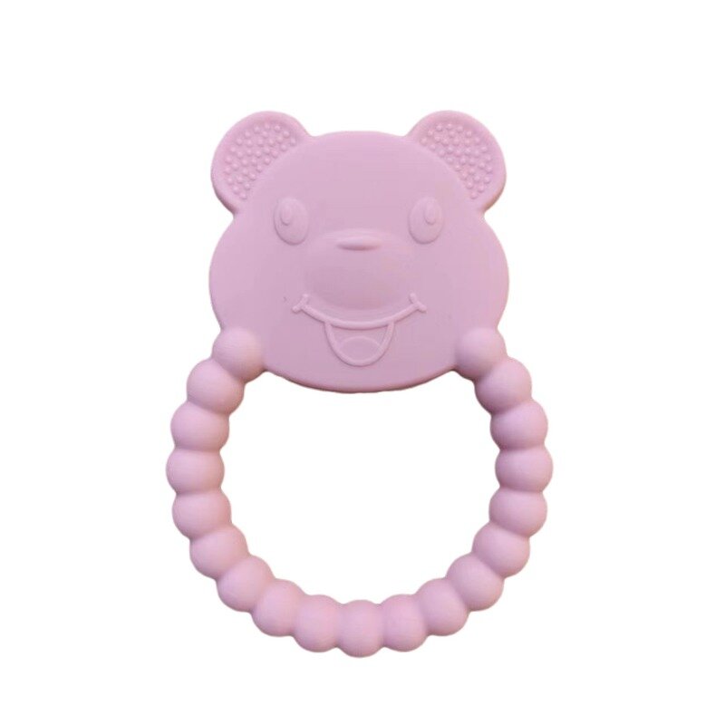 1pc Baby Silicone Teether Cartoon Rabbit Rodent Teething Ring Food Grade Diy Accessories Teething Molar Toys Infant Rattle Toy