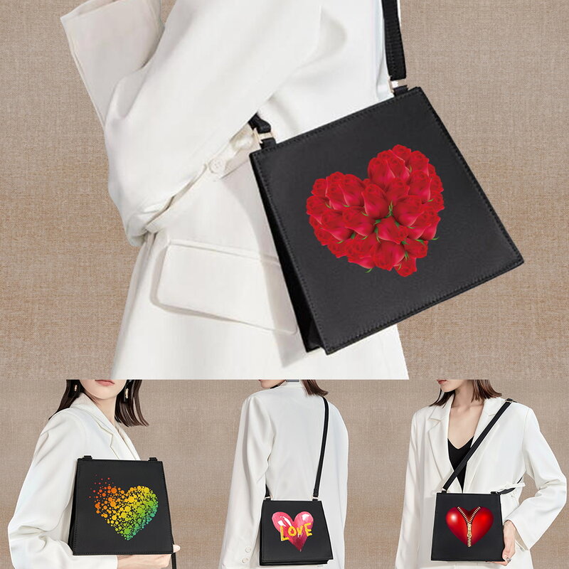 Umhängetaschen für Frauen lässige Umhängetaschen All-Match Love Series Print Messenger Case Pendler quadratische verstellbare Tasche