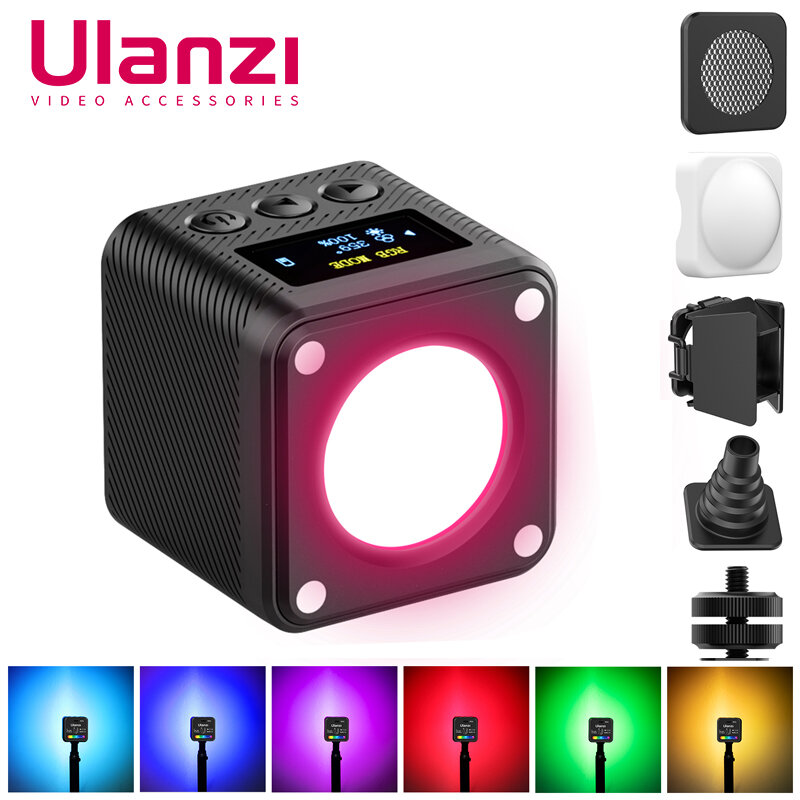 Ulanzi-lámpara LED regulable L2 RGB COB para cámara GoPro DSLR, luz de relleno Mini Vlog magnética con pantalla Led