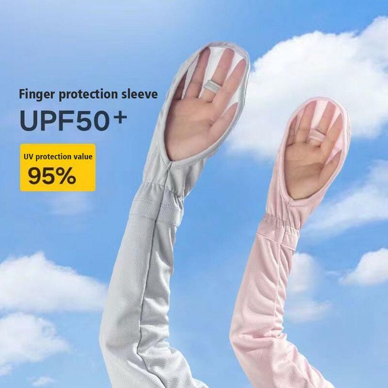 Sarung tangan lengan Anti-UV wanita, Ice Silk longgar bernapas, pelindung lengan Anti-UV berkendara luar perlindungan matahari