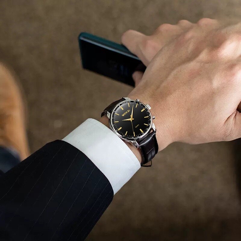 2023 neue Wokai Herren uhren Mode Business Uhren Herren lässig Ledergürtel Quarz Armbanduhren Relogio Masculino Reloj Hombre