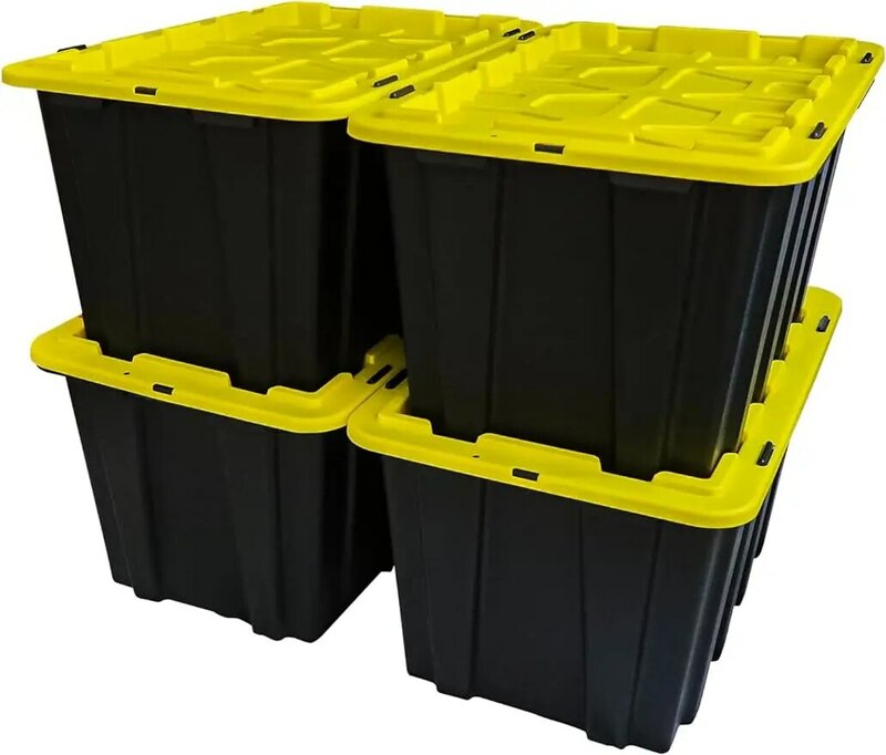 صندوق تخزين بلاستيكي للأجهزة مدى الحياة ، حاوية تنظيم محمولة ، أغطية قفل آمنة متينة للغاية ، Sta ، 4 عبوات ، 17 جالون