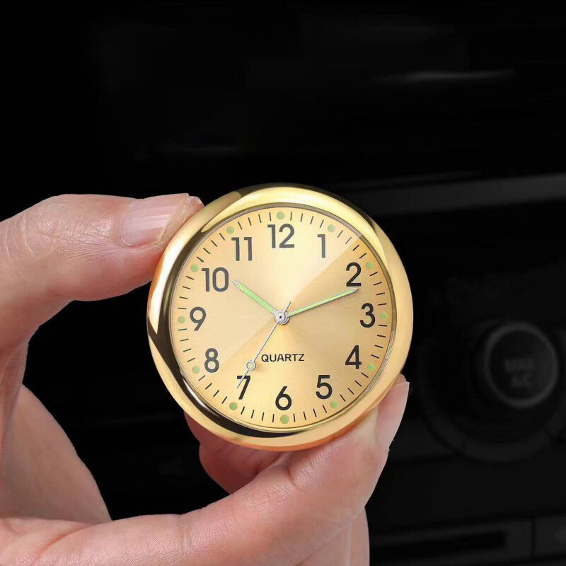 Jam dasbor mobil, dekorasi Interior jam Mini portabel, ornamen jam tangan Analog bercahaya untuk mobil