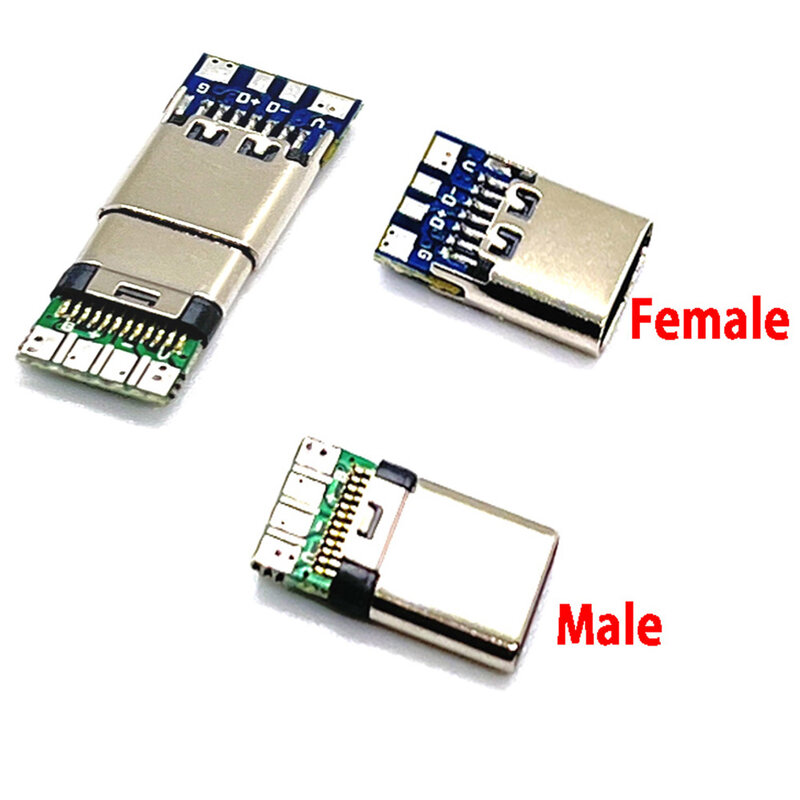Conector USB 3,1 tipo C, conector hembra de 14 pines, orificios pasantes, PCB 180, USB-C1 de escudo Vertical, 1-10 Uds.