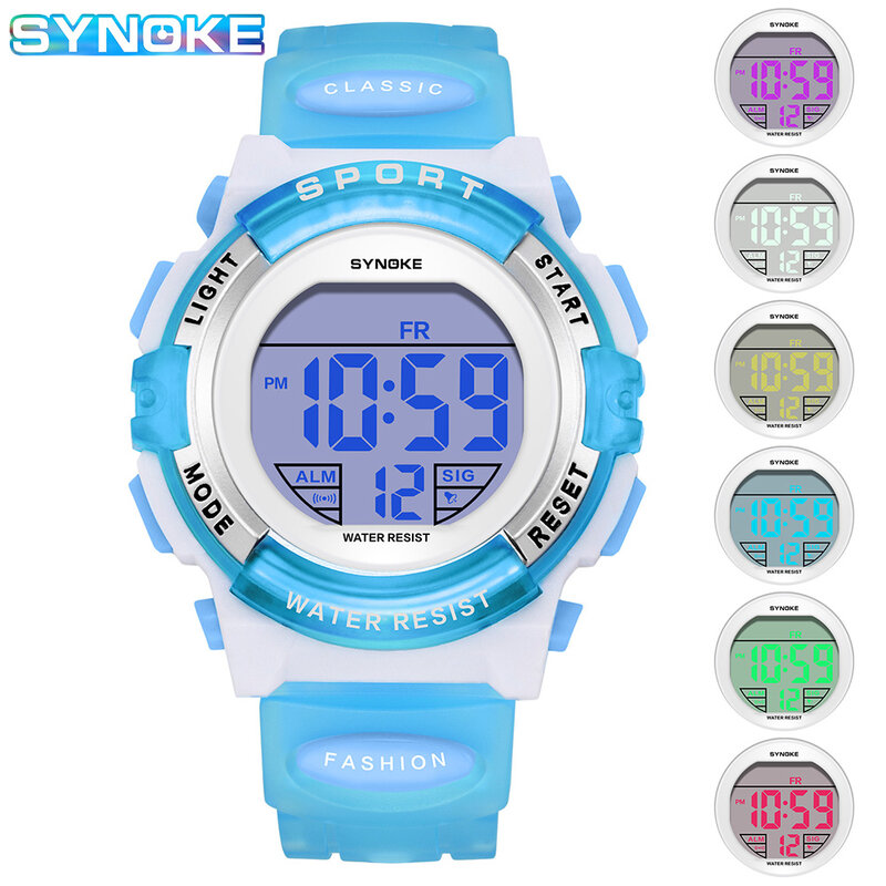 Kids Waterproof Watches Pink Children's Wristwatch Alarm Luminous MultiFunction Sports Electronic Watch Boys Girls