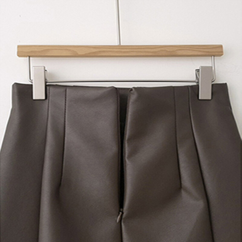 Зимняя женская короткая трапециевидная юбка с высокой талией, повседневная винтажная однотонная мини-юбка, женская модная облегающая юбка из искусственной кожи, женские юбки