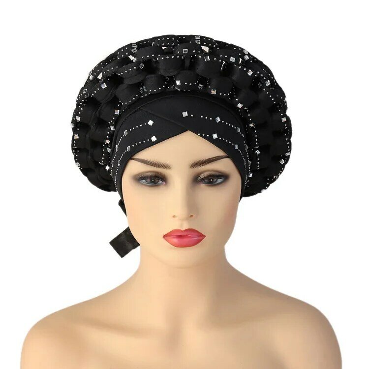 2023 baru afrika auto gele aso oke headties muslimischer turban topi nigeria pernikahan gele siap pakai autogele kepala membungkus