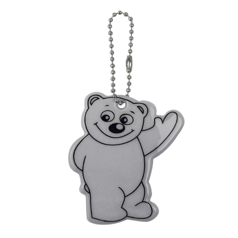Porte-clés réfléchissant en forme d'ours avec pendentif en PVC