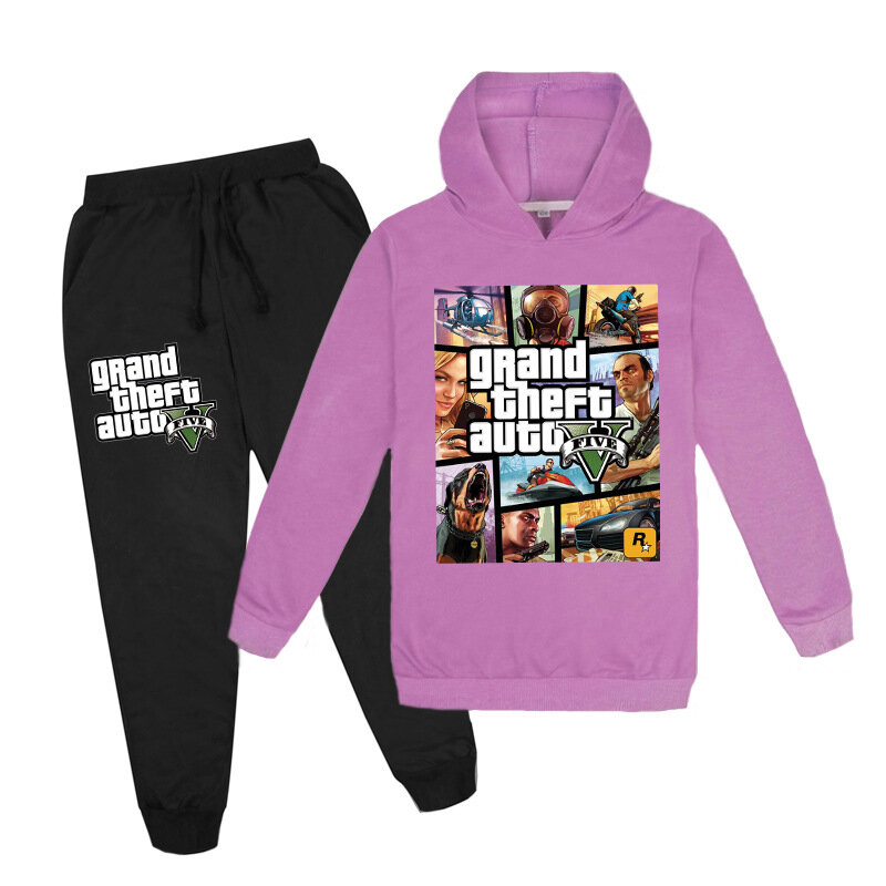 Game Grand Theft Auto GTA V Print Men Women Tracksuit Sets Casual Hoodie+Pants 2pcs Sets Oversized Pullover Fashion Men Clothing