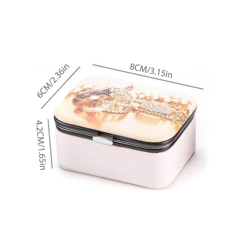 Jewelry Storage Box With Mirror PU Leather Earring Ring Necklace Storage Box Jewelry Organizer Display Travel Case