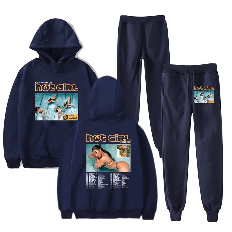 Megan thee stallion The Hot Girl Summer Tour Merch Hoodie and SWEATPANTS set pop print Unisex Casual Street Clothing