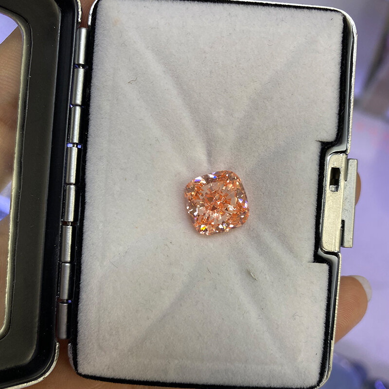 Poduszka wycięta fantazyjny różowy CVD Lab Grown diament luźny diament 9ct