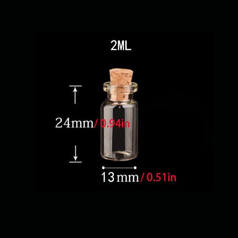 10 Peças 1ml 2ml Garrafa de Vidro Transparente com Cortiça Vazio Spice Jar Ciência Experimento Artesanato Capacidade de Mistura 24x1,2mm/11*22mm
