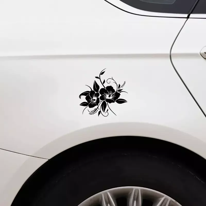 Naklejka samochodowa Piękna delikatna w pełni kwiatowa kwiatowa delikatna konstrukcja Wodoodporna kreatywna naklejka winylowa, 16 cm * 16 cm