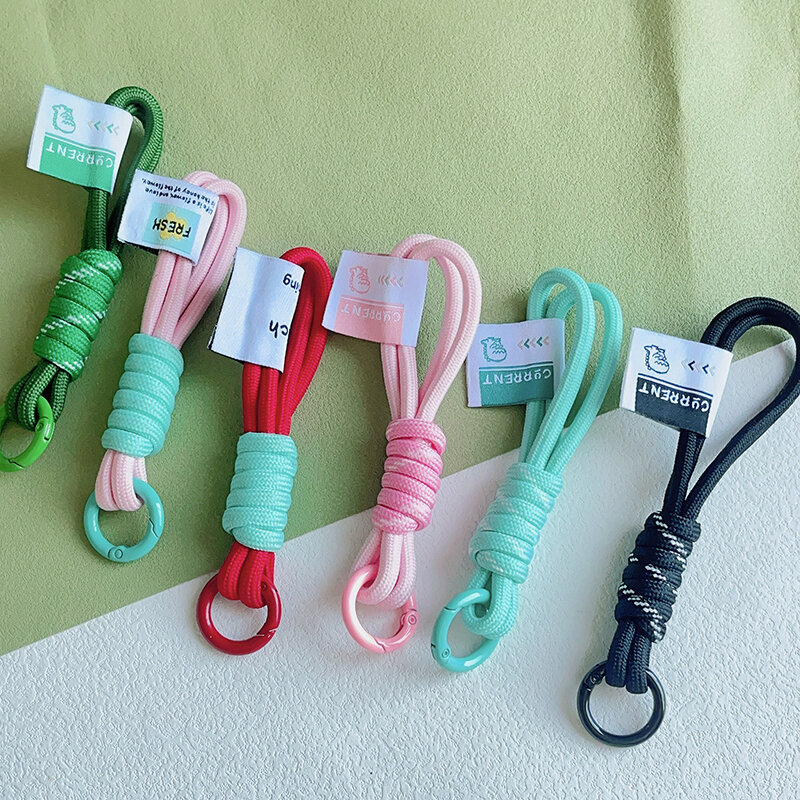 Color Blocking Woven Rope Keychain Fashionable Universal Nylon Woven Fabric Rope Car Keyring And Suspension Rope